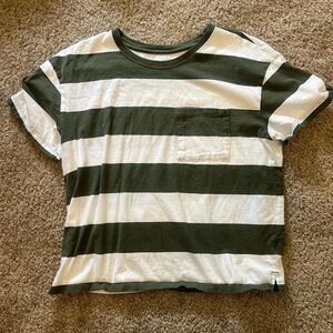 time and tru medium green and white striped tee